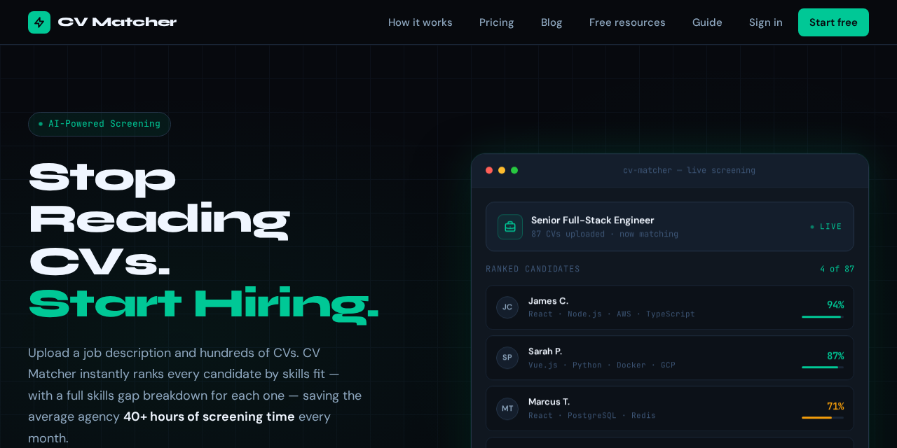 CV Matcher screenshot